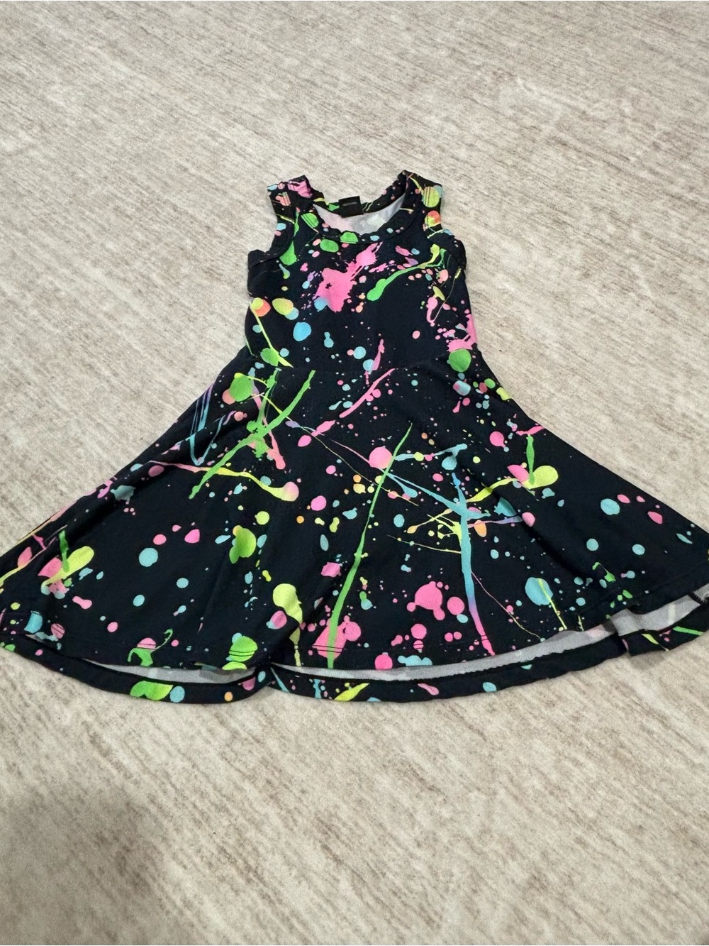 Black Neon Paint-Splash Fit & Flare Dress